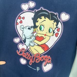 Betty Boop Jerzees women sweatshirt MED vintage Y2K blue valentine heart love